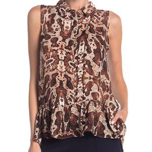 Catherine Malandrino Flounce Hem Sleeveless Blouse